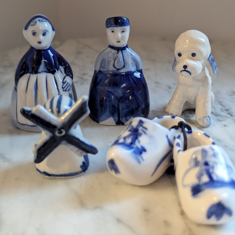 Vintage Delft Blue and White Various Mini Ceramic Figurines